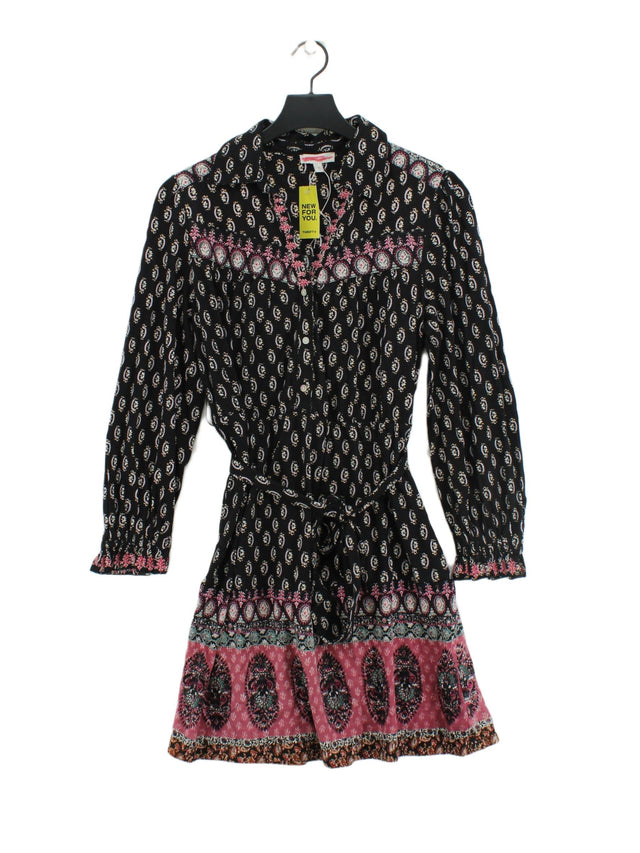 Monsoon Women's Midi Dress M Black Cotton with Polyester