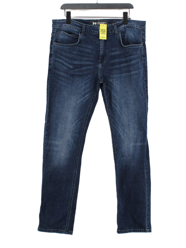 Crosshatch Men's Jeans W 36 in Blue Cotton with Elastane