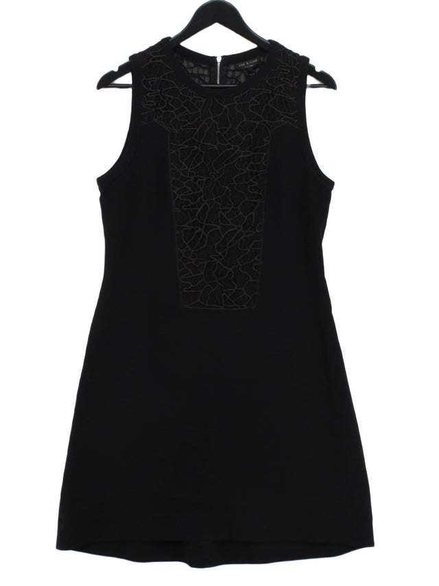 Rag & Bone Women's Midi Dress UK 8 Black Cotton with Silk