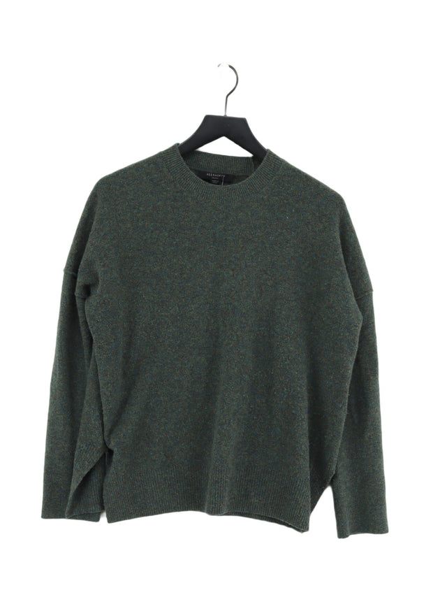 AllSaints Women's Jumper S Green Wool with Elastane, Other, Polyamide