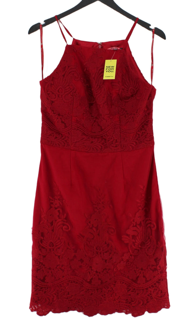 Chi Chi London Women's Midi Dress UK 12 Red 100% Polyamide