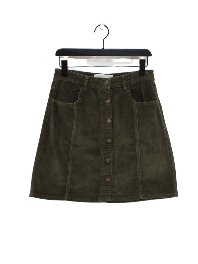 Brakeburn Women's Midi Skirt UK 8 Green Cotton with Elastane, Viscose