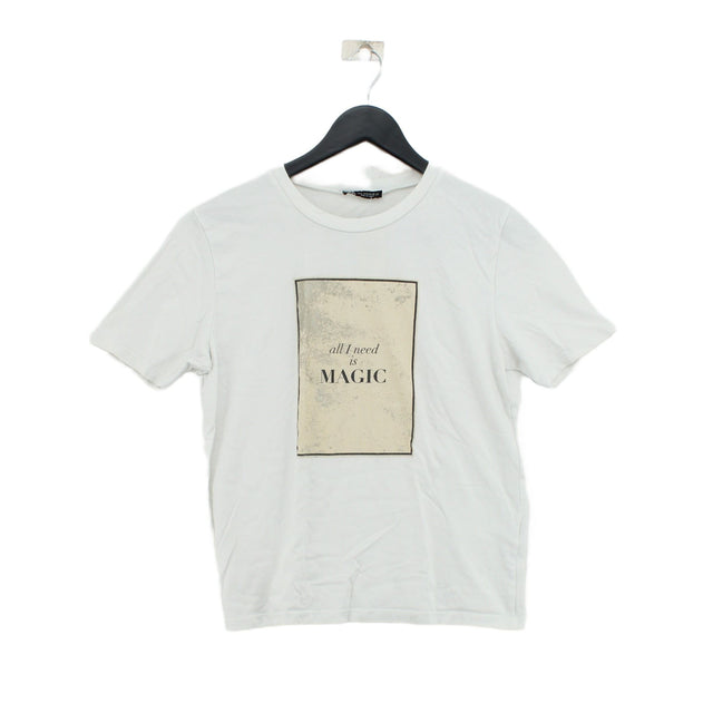 Zara Men's T-Shirt S White 100% Cotton