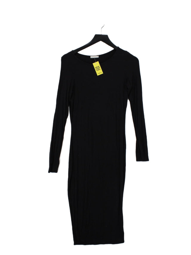 River Island Women's Midi Dress UK 12 Black Viscose with Elastane