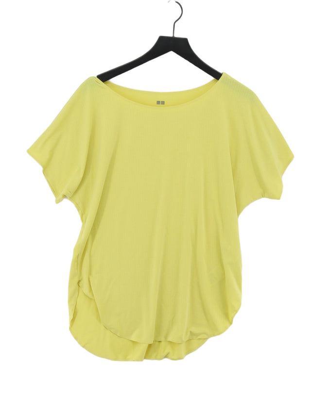 Uniqlo Women's Top M Yellow Polyester with Elastane, Lyocell Modal