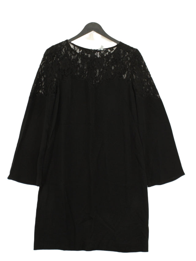 Jigsaw Women's Midi Dress UK 10 Black Viscose with Cotton, Polyamide