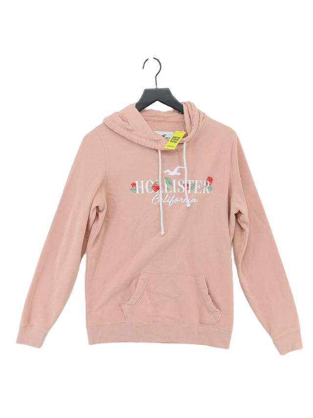 Hollister Women's Hoodie L Pink Cotton with Polyester