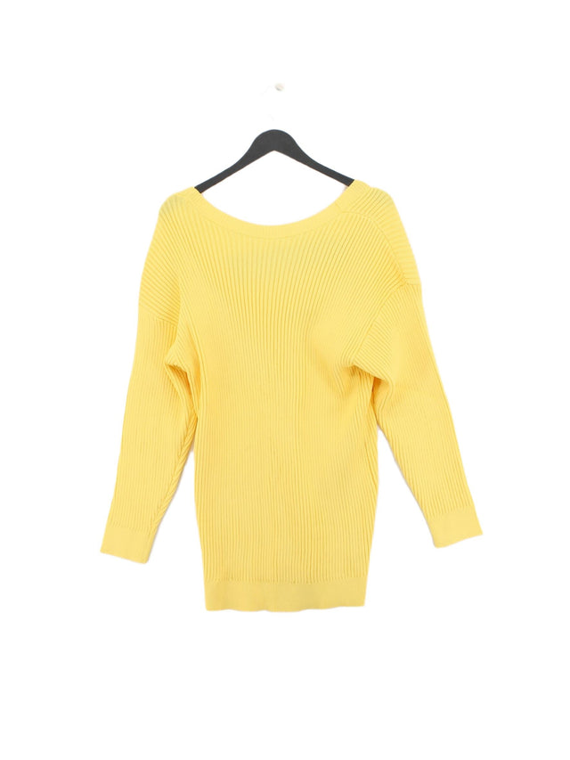 Zara Women's Midi Dress M Yellow Viscose with Nylon