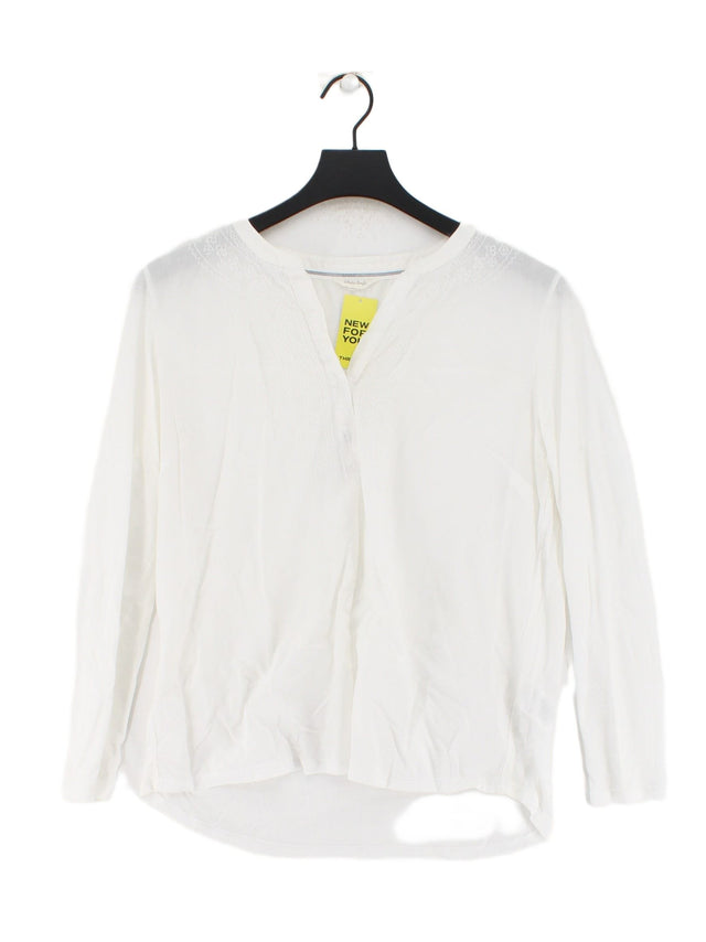 White Stuff Women's T-Shirt UK 12 White Cotton with Polyester