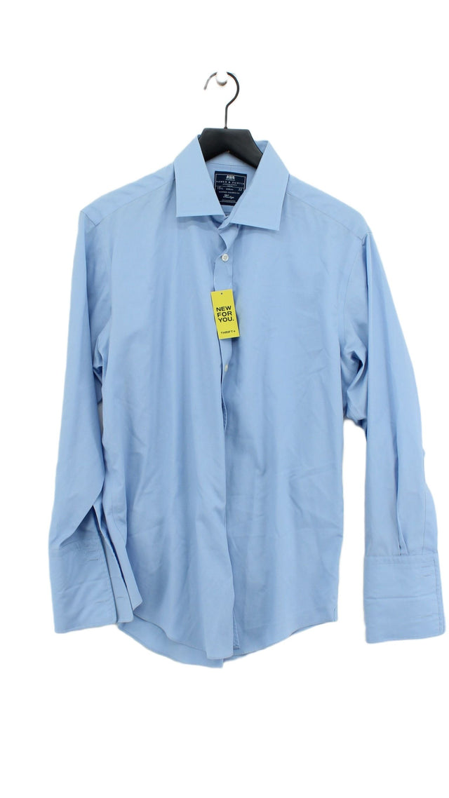 Hawes & Curtis Men's Shirt Chest: 33 in Blue 100% Cotton