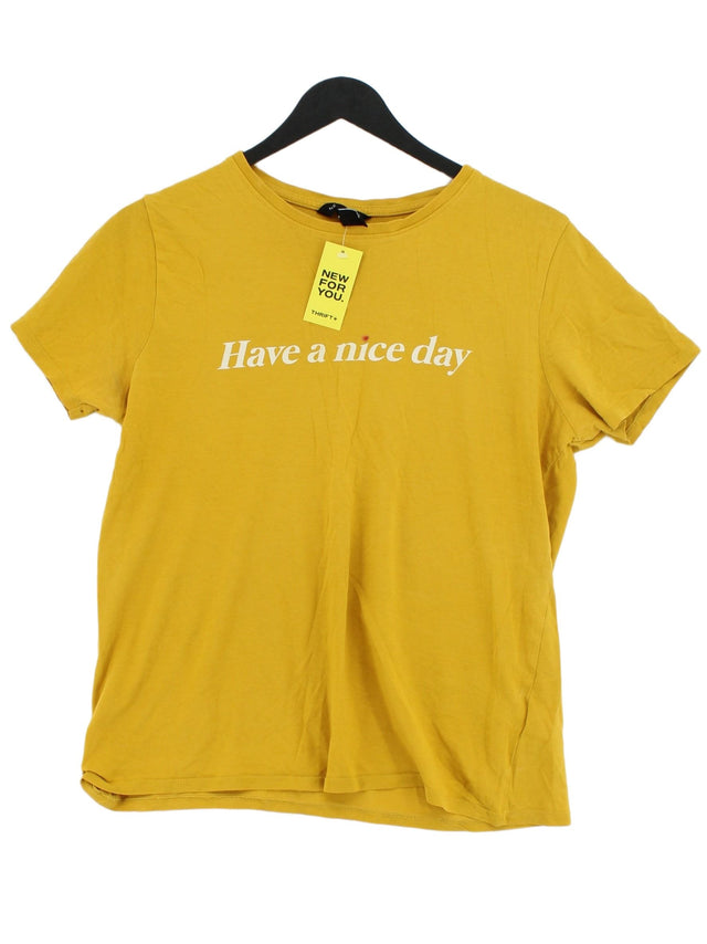 New Look Women's T-Shirt UK 12 Yellow 100% Cotton