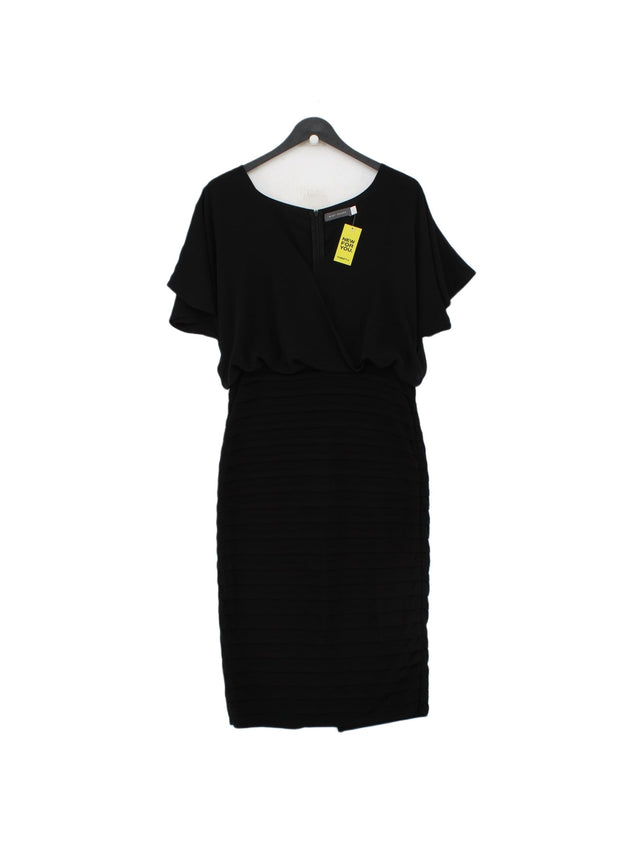Mint Velvet Women's Midi Dress UK 14 Black Polyester with Elastane