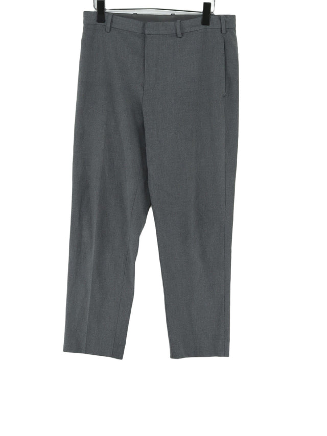 Uniqlo Women's Suit Trousers M Grey Polyester with Elastane, Viscose
