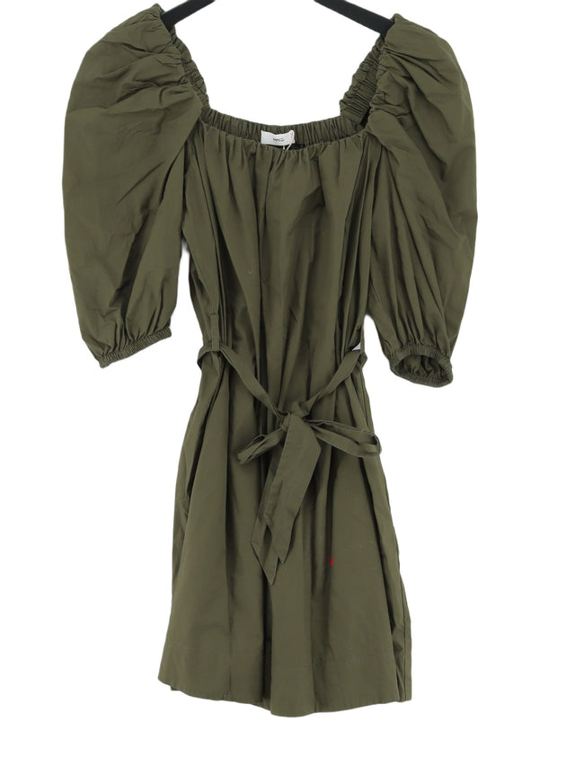 MNG Women's Midi Dress S Green 100% Cotton