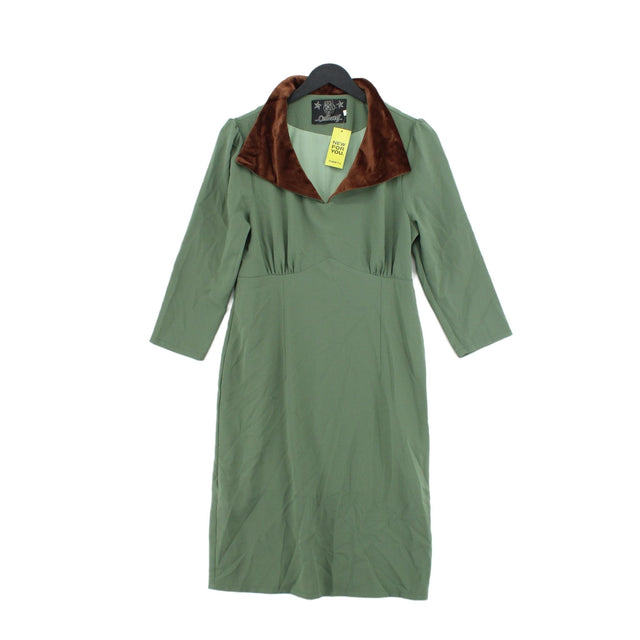 Collectif Women's Midi Dress UK 8 Green 100% Polyester