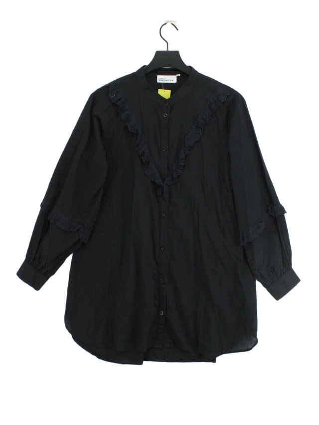 Karen By Simonsen Women's Blouse UK 10 Black 100% Cotton