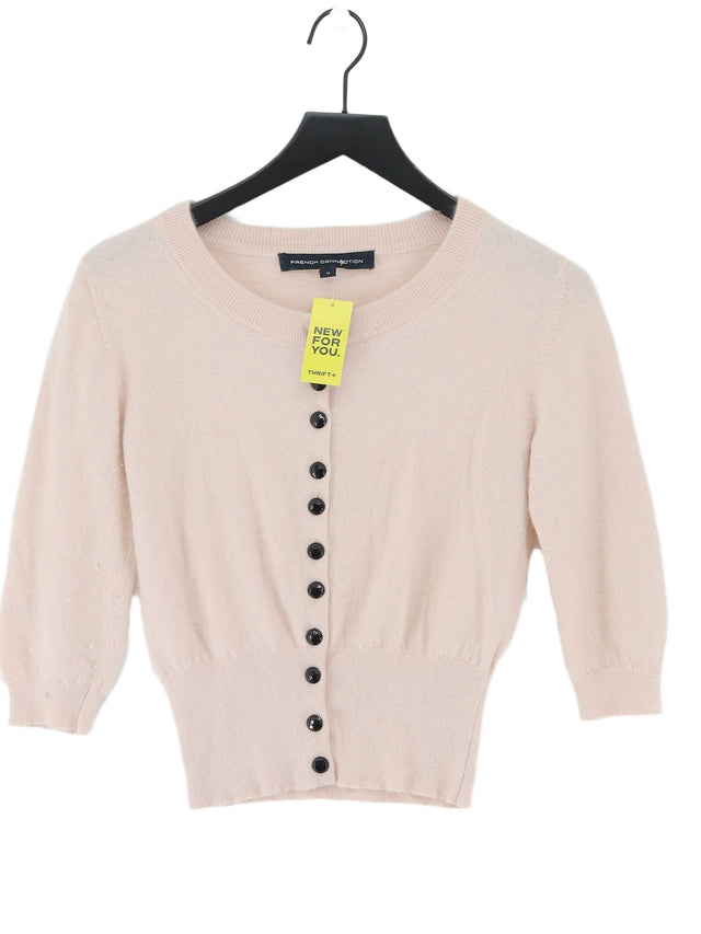 French Connection Women's Cardigan M Pink Cotton with Polyamide