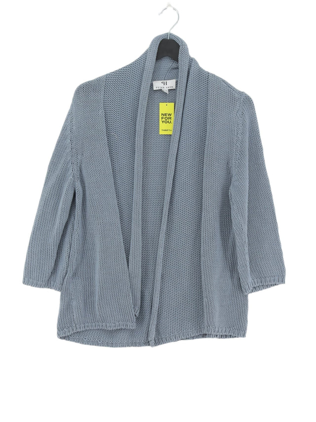 Peter Hahn Women's Cardigan UK 14 Blue 100% Cotton