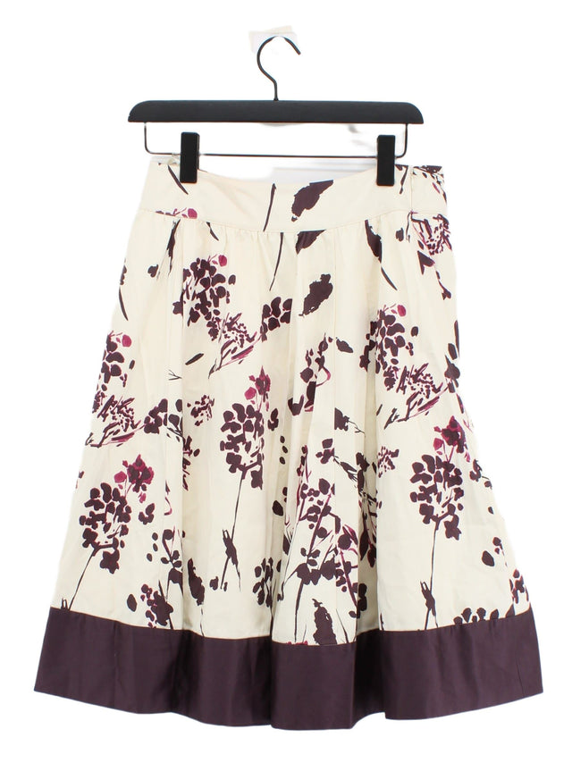 Laura Ashley Women's Midi Skirt UK 10 White Cotton with Elastane