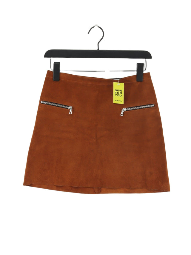 Sandro Women's Mini Skirt W 28 in Tan Leather with Cotton
