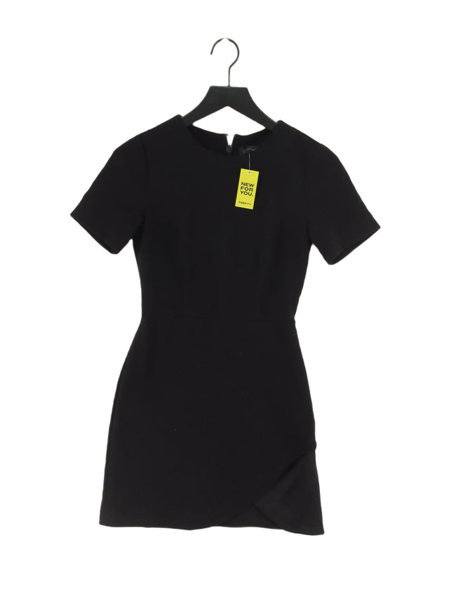 Topshop Women's Midi Dress UK 6 Black Polyester with Viscose