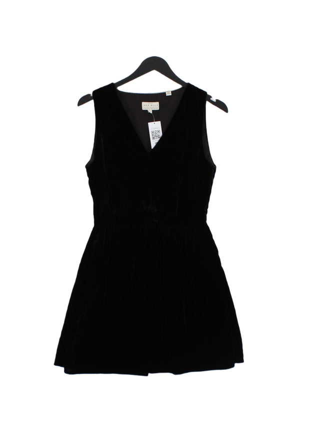 Jack Wills Women's Midi Dress UK 8 Black Viscose with Elastane, Nylon, Polyester