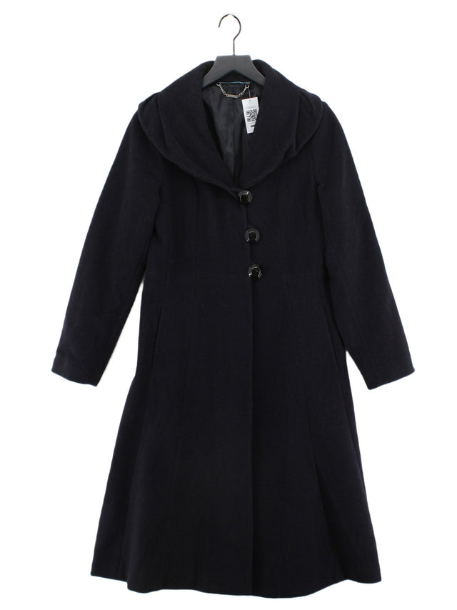 Laura Ashley Women's Coat UK 12 Blue Wool with Cashmere, Polyamide, Polyester