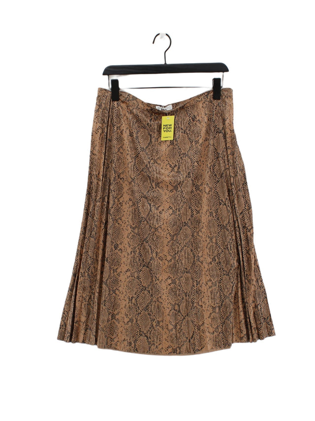 Warehouse Women's Midi Skirt UK 16 Tan Polyester with Other