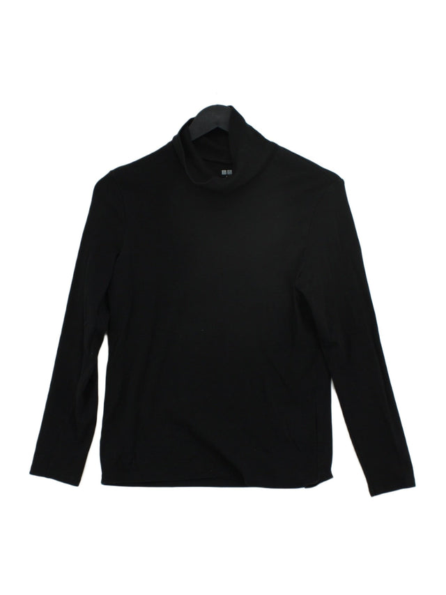 Uniqlo Women's T-Shirt M Black Cotton with Spandex