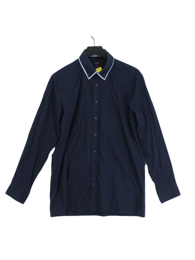Olymp Men's Shirt Chest: 42 in Blue 100% Cotton