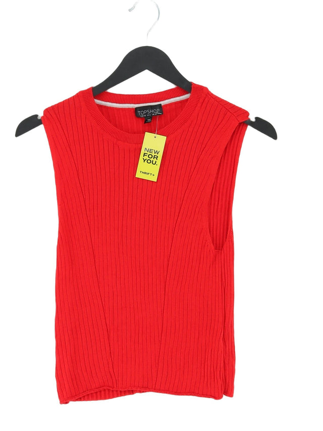 Topshop Women's T-Shirt UK 10 Red 100% Viscose