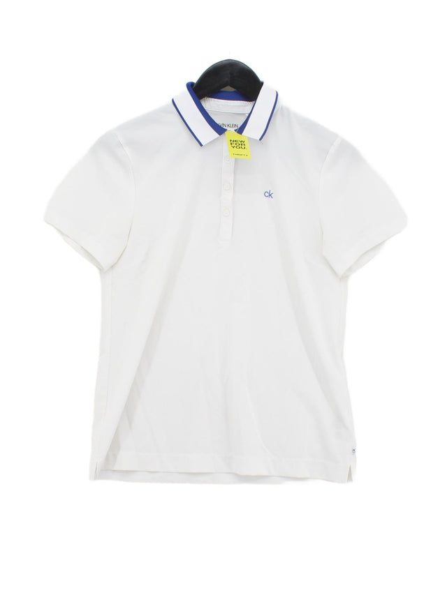 Calvin Klein Women's Polo UK 10 White Polyester with Elastane