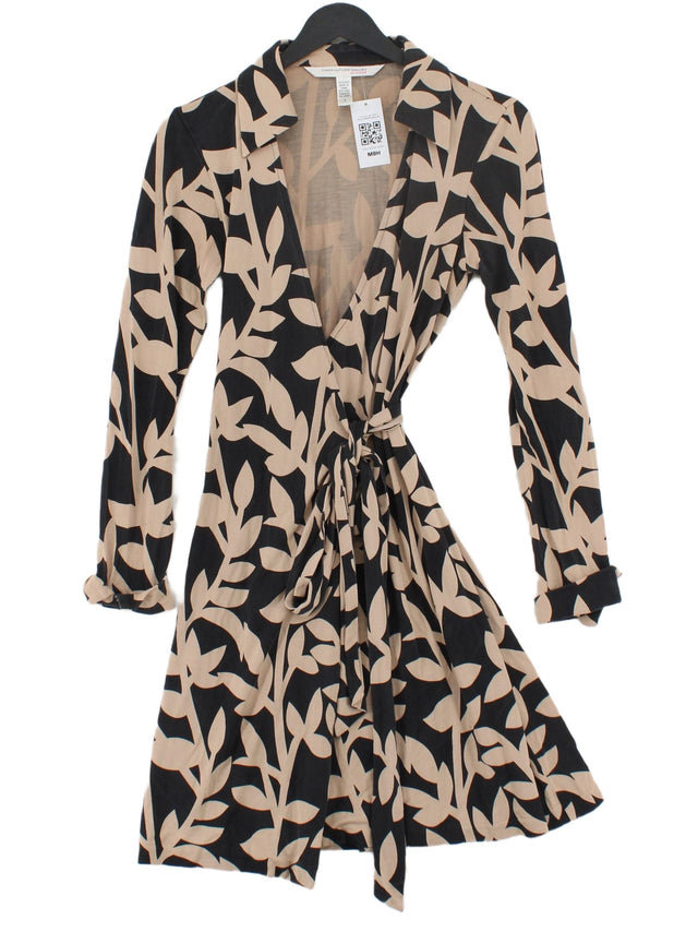 Diane Von Furstenberg Women's Midi Dress UK 6 Black 100% Silk