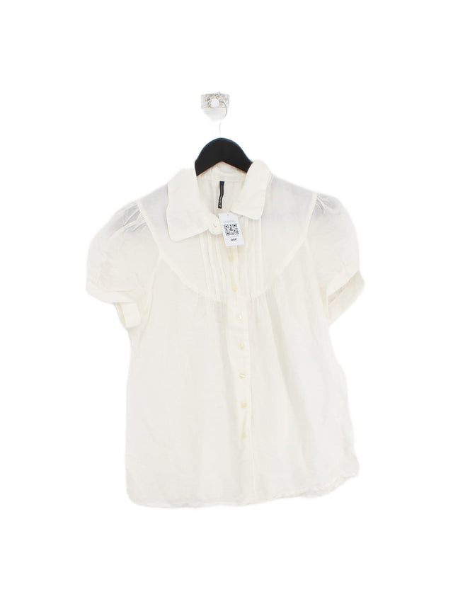 Naf Naf Women's Shirt UK 14 White Silk with Cotton