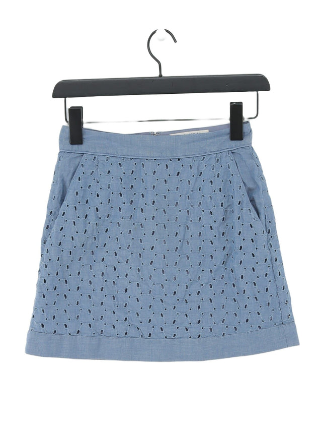 Jack Wills Women's Midi Skirt UK 6 Blue 100% Cotton