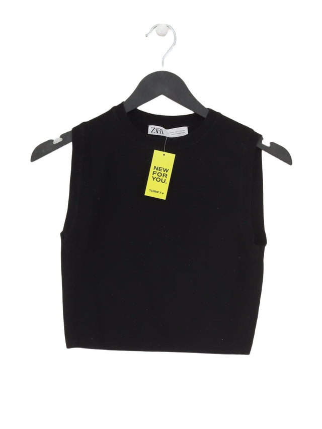 Zara Women's T-Shirt XL Black Viscose with Polyamide