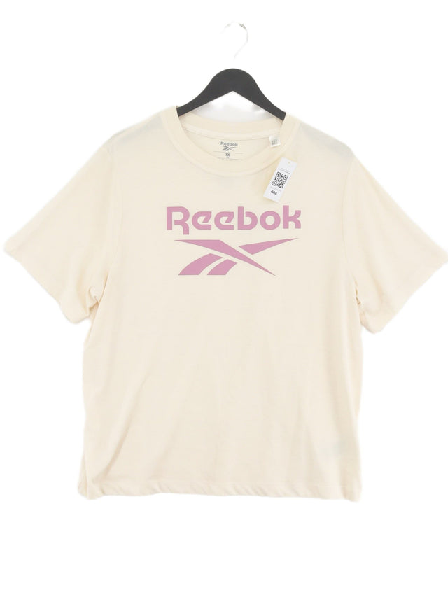 Reebok Women's T-Shirt XL Cream Cotton with Polyester