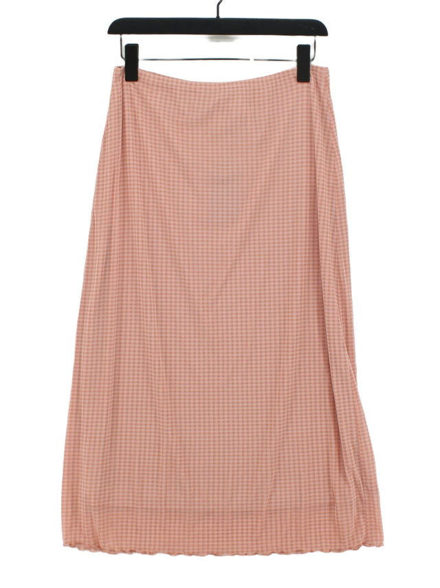 Fashion Union Women's Midi Skirt UK 12 Pink Polyester with Elastane