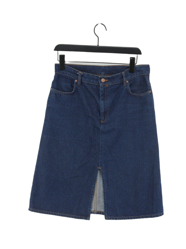 AllSaints Women's Midi Skirt UK 12 Blue 100% Cotton