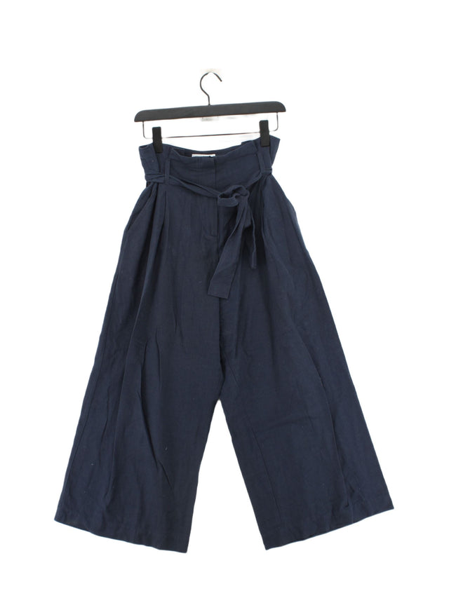 Emily And Fin Women's Trousers UK 10 Blue Cotton with Linen