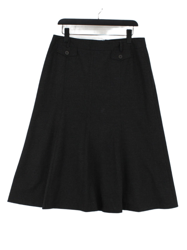 Viyella Women's Midi Skirt UK 14 Grey Polyester with Elastane, Viscose