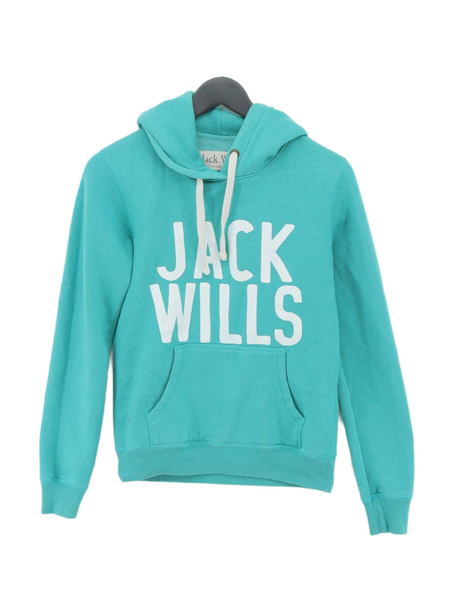 Jack Wills Women's Hoodie UK 8 Green Cotton with Polyester