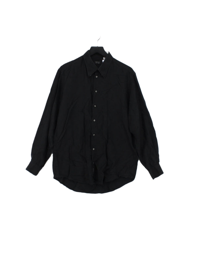 Versace Men's Shirt Chest: 42 in Black Cotton with Rayon, Viscose