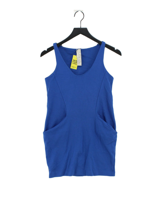 Zara Women's Mini Dress S Blue Viscose with Elastane, Polyamide