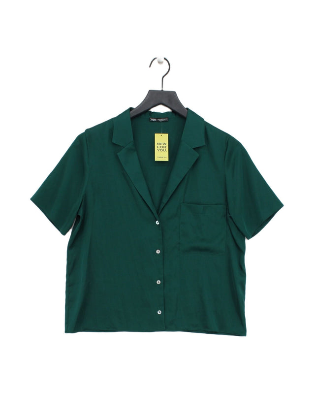 Zara Women's Shirt M Green Polyester with Elastane