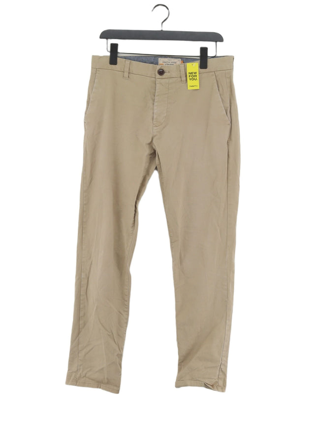 Next Men's Trousers W 32 in Brown Cotton with Elastane