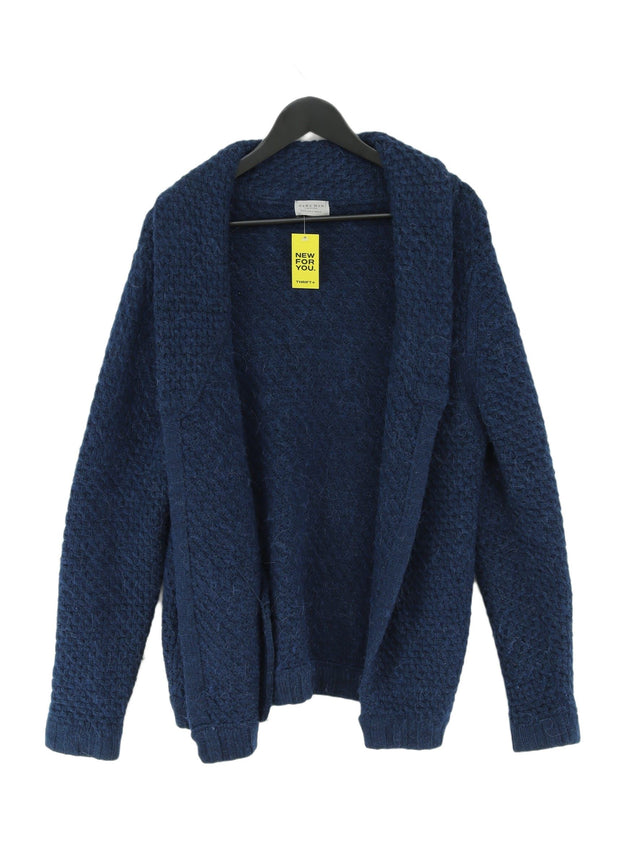 Zara Men's Cardigan L Blue Acrylic with Other, Wool