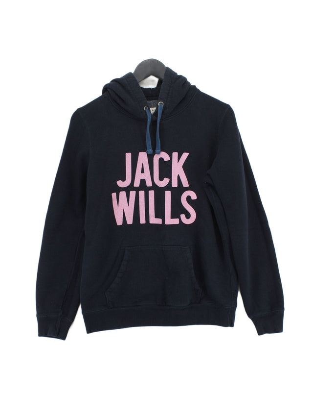 Jack Wills Women's Hoodie UK 12 Blue Cotton with Polyester
