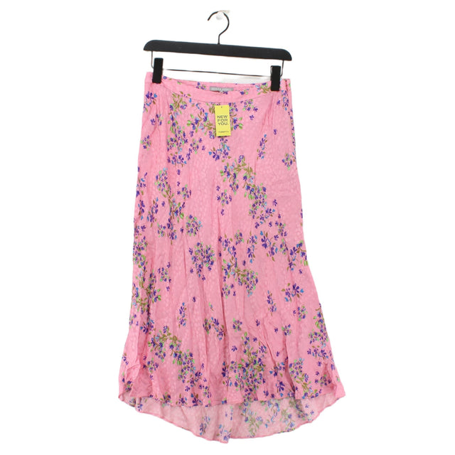 Oliver Bonas Women's Midi Skirt UK 10 Pink 100% Viscose
