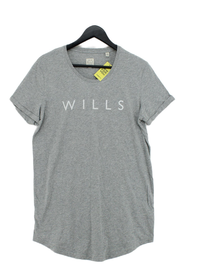 Jack Wills Women's T-Shirt UK 14 Grey 100% Cotton